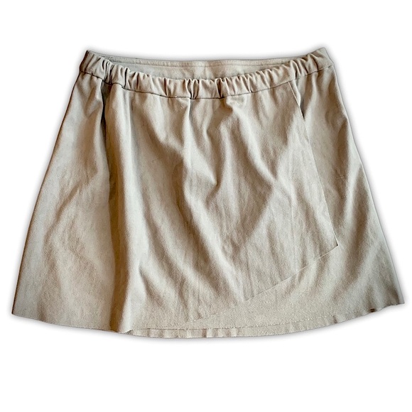 Kensie Light Gray Suede Mini Wrap Skirt - Picture 1 of 4